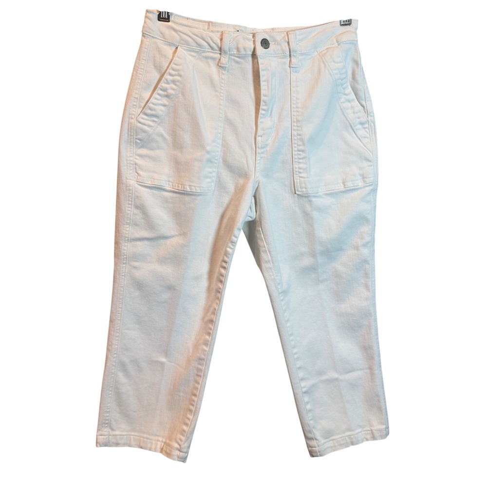 JUDY BLUE Women White Cropped Utility Pocket Denim Jeans Size 5 27